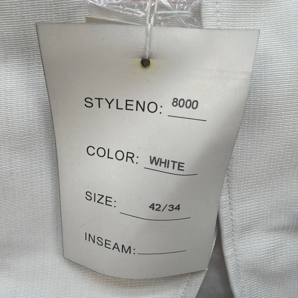 White Western Suit Mens Wedding Jacket Pants Set 42R 34 Rockabilly Vintage